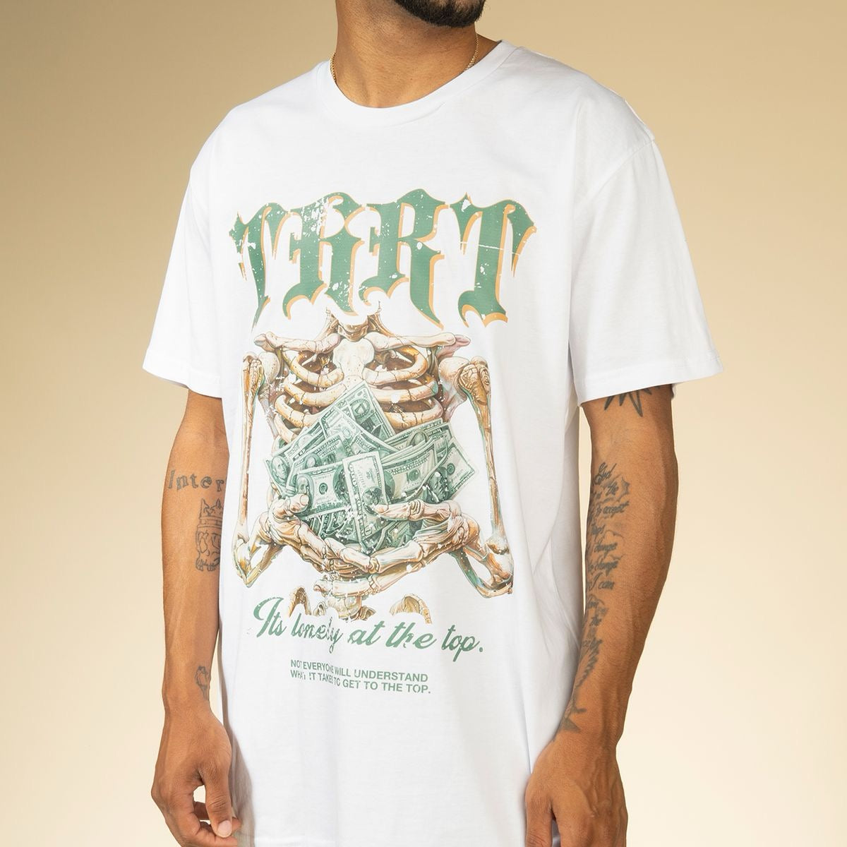 THRT DENIM "LONELY AT THE TOP" TEE WHITE