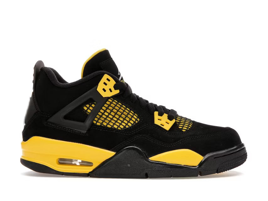 AIR JORDAN 4 RETRO (GS) BLACK/WHITE-TOUR YELLOW SIZE 6.5