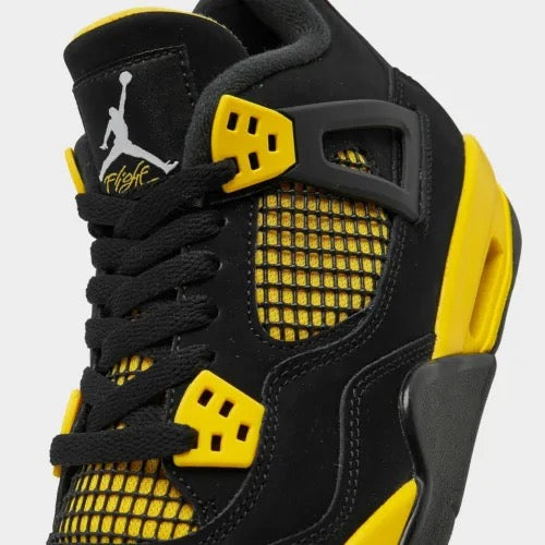 AIR JORDAN 4 RETRO (GS) BLACK/WHITE-TOUR YELLOW SIZE 5Y