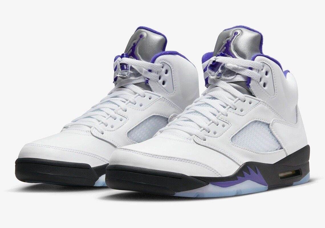 AIR JORDAN 5 RETRO WHITE/DARK CONCORD-BLACK SIZE 10