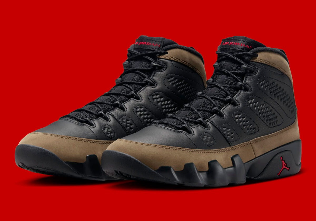 AIR JORDAN 9 RETRO BLACK/TRUE RED-LIGHT OLIVE