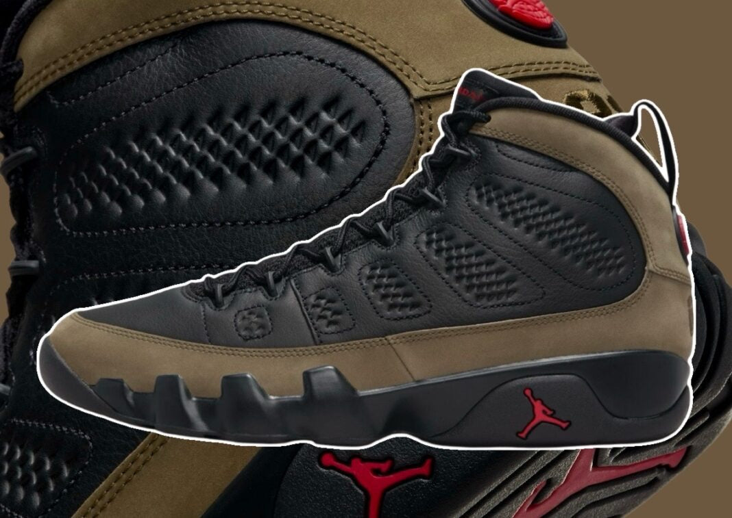 AIR JORDAN 9 RETRO BLACK/TRUE RED-LIGHT OLIVE