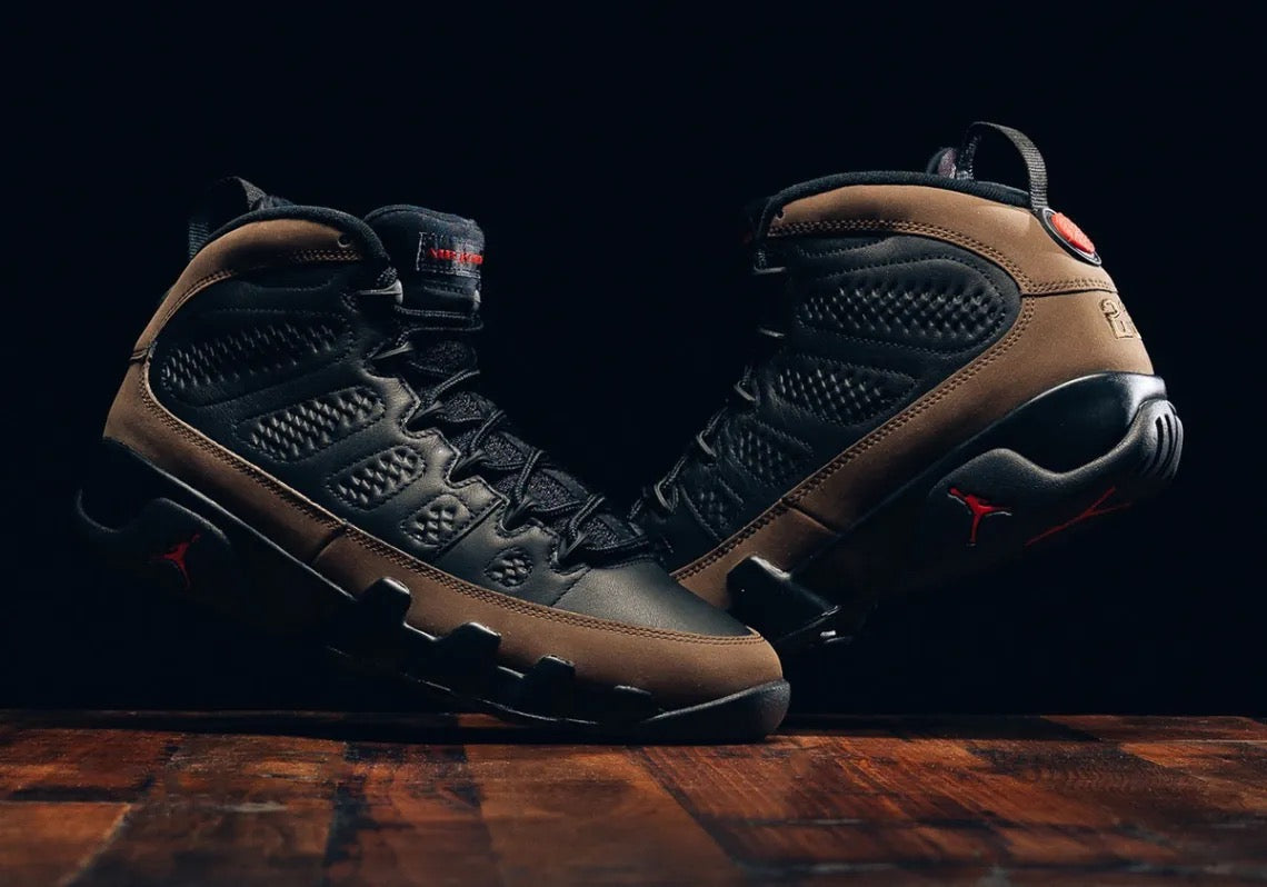 AIR JORDAN 9 RETRO BLACK/TRUE RED-LIGHT OLIVE