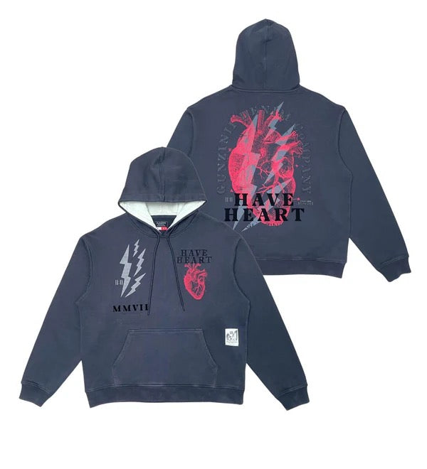 GUNZINI "HAVE HEART" HOODIE DARK PALE GREY