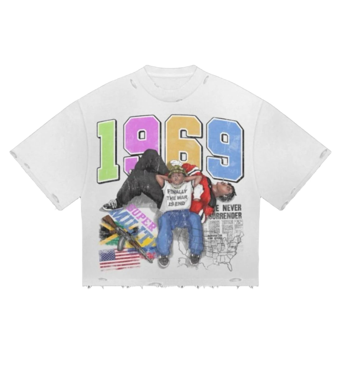 Prestige "War Has Ended" Cropped Tee White