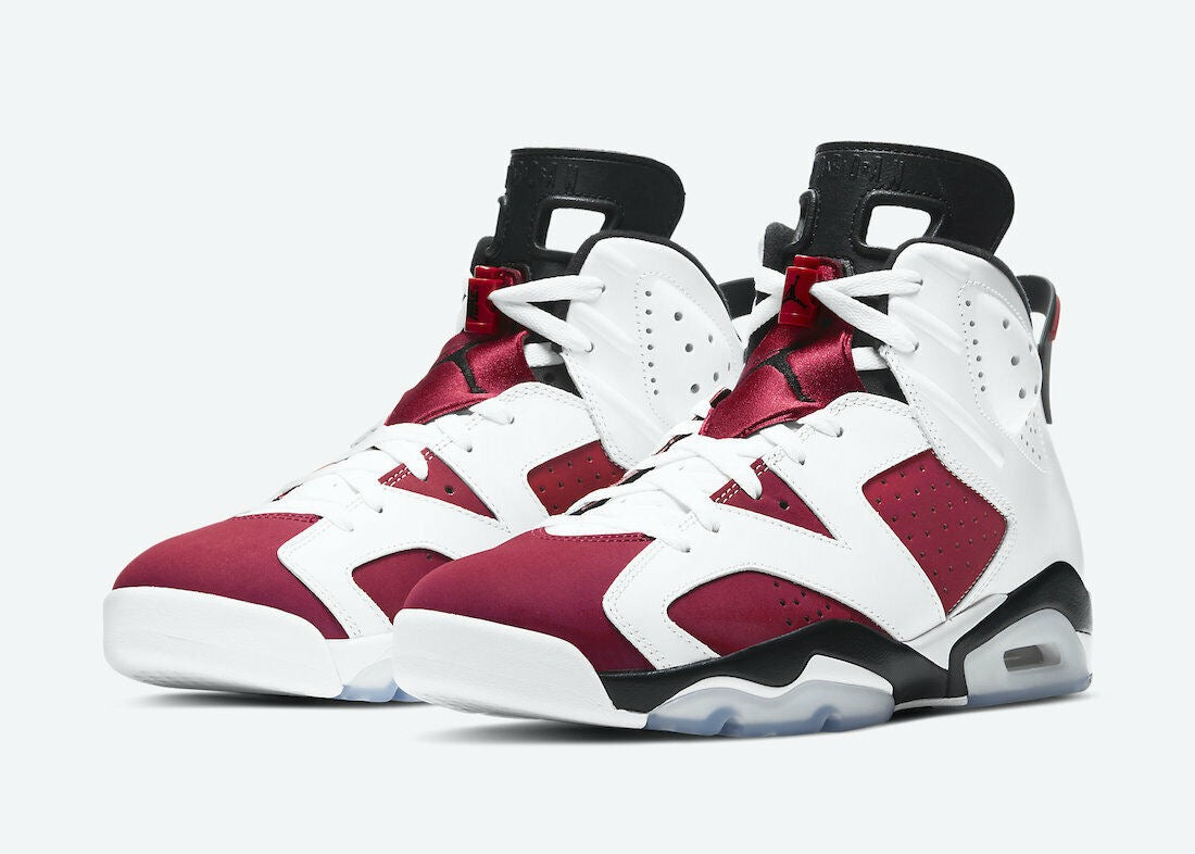 AIR JORDAN 6 RETRO WHITE/CARMINE-BLACK SIZE 9