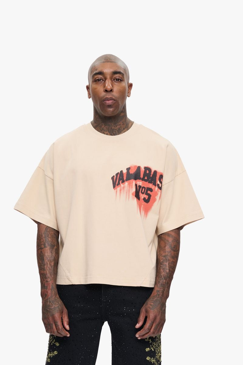 Valabasas "No.5" Cropped Tee Off White
