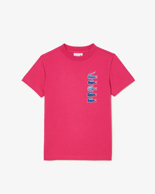 Lacoste "Signature Print" Tee Pink