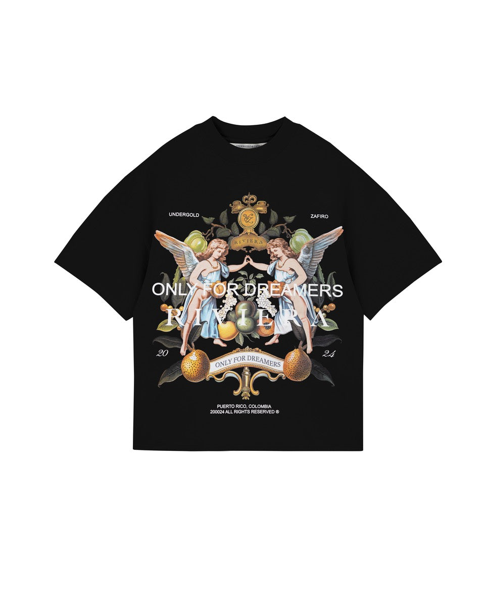 UNDERGOLD INTERNACIONAL "RIVIERA FRUIT ANGELS" BOX TEE BLACK