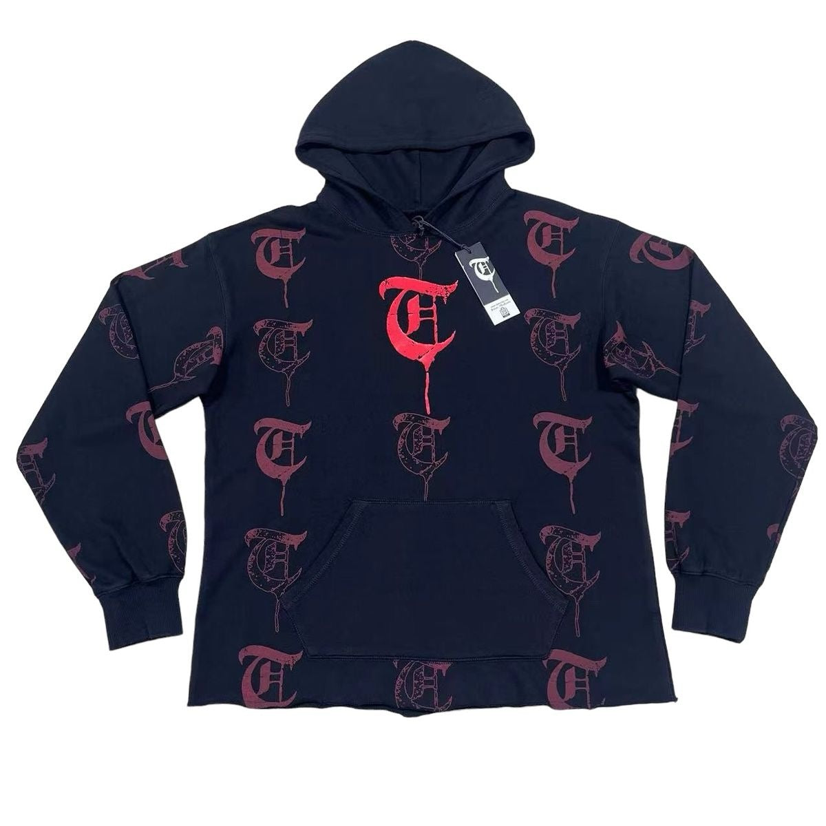 TRNCHS "EHAB" CROP HOODIE VINTAGE BLACK