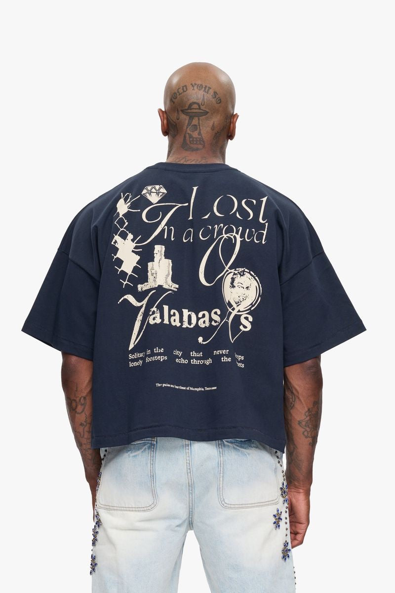 Valabasas "Never Sleep" Cropped Tee Navy