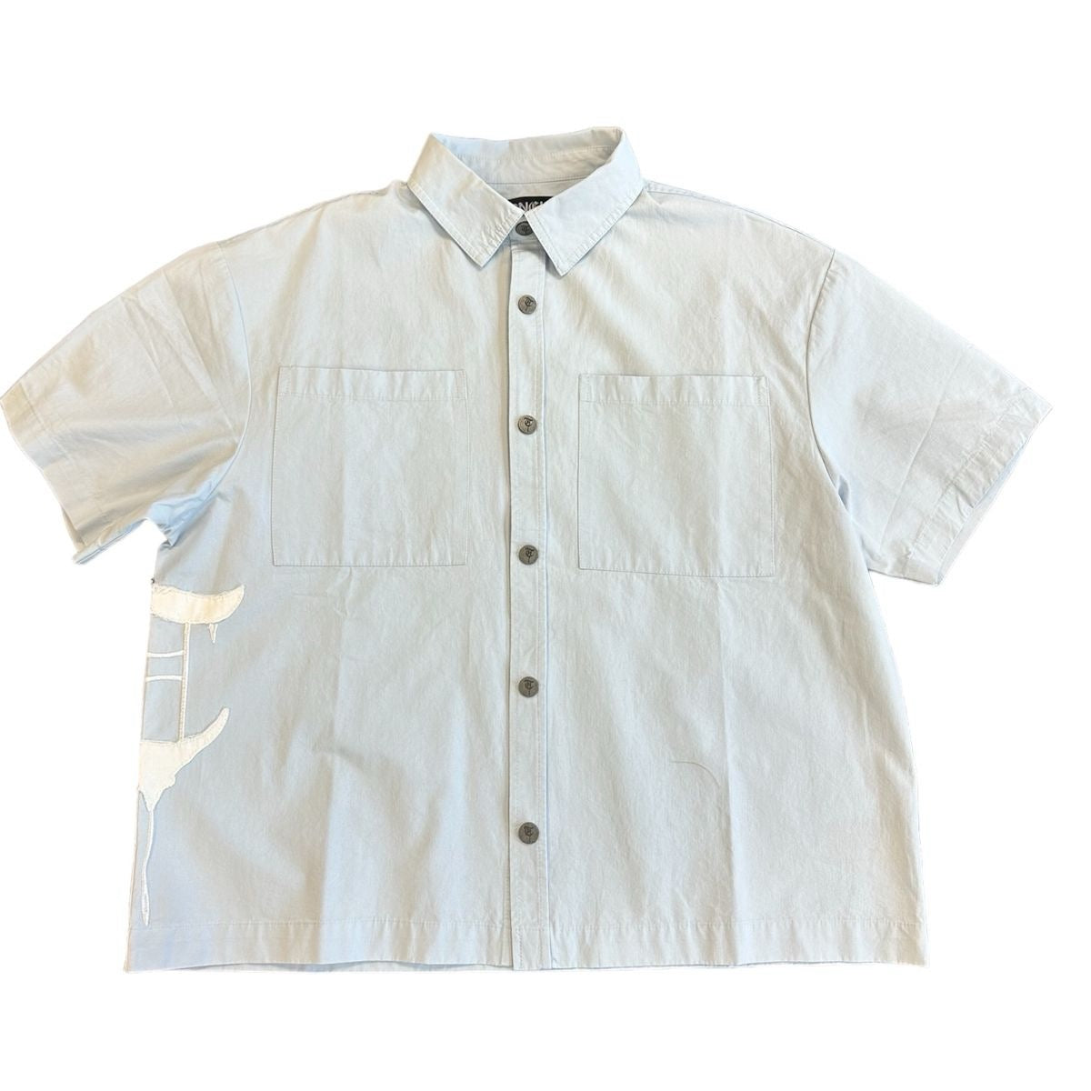 TRNCHS "CROP" BUTTON UP SKY BLUE