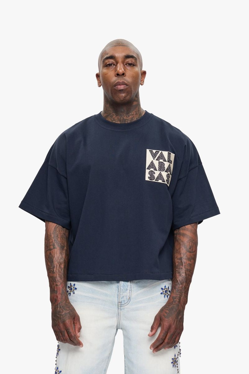 Valabasas "Never Sleep" Cropped Tee Navy