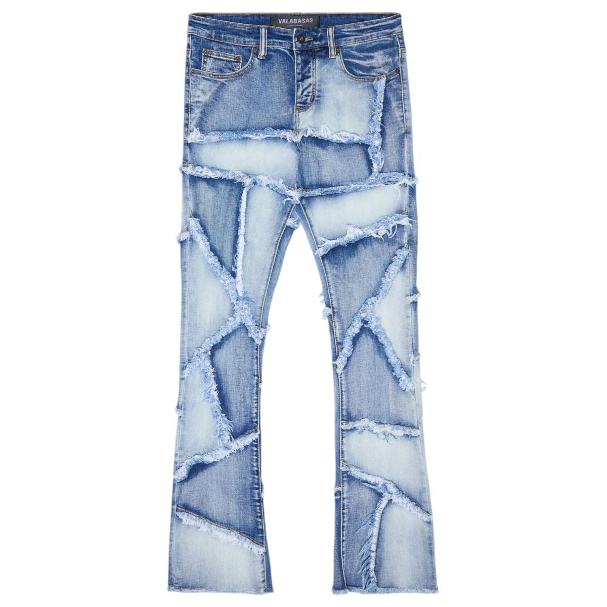 Valabasas "Patchwork" FLARED Stacked Jean Lt.Blue