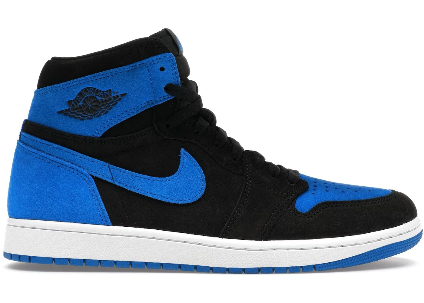 AIR JORDAN 1 RETRO HIGH OG BLACK/ROYAL BLUE-WHITE SIZE 10.5