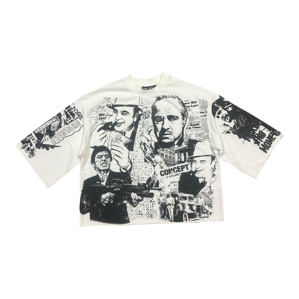 Concept "Scared Money" Cropped Tee White