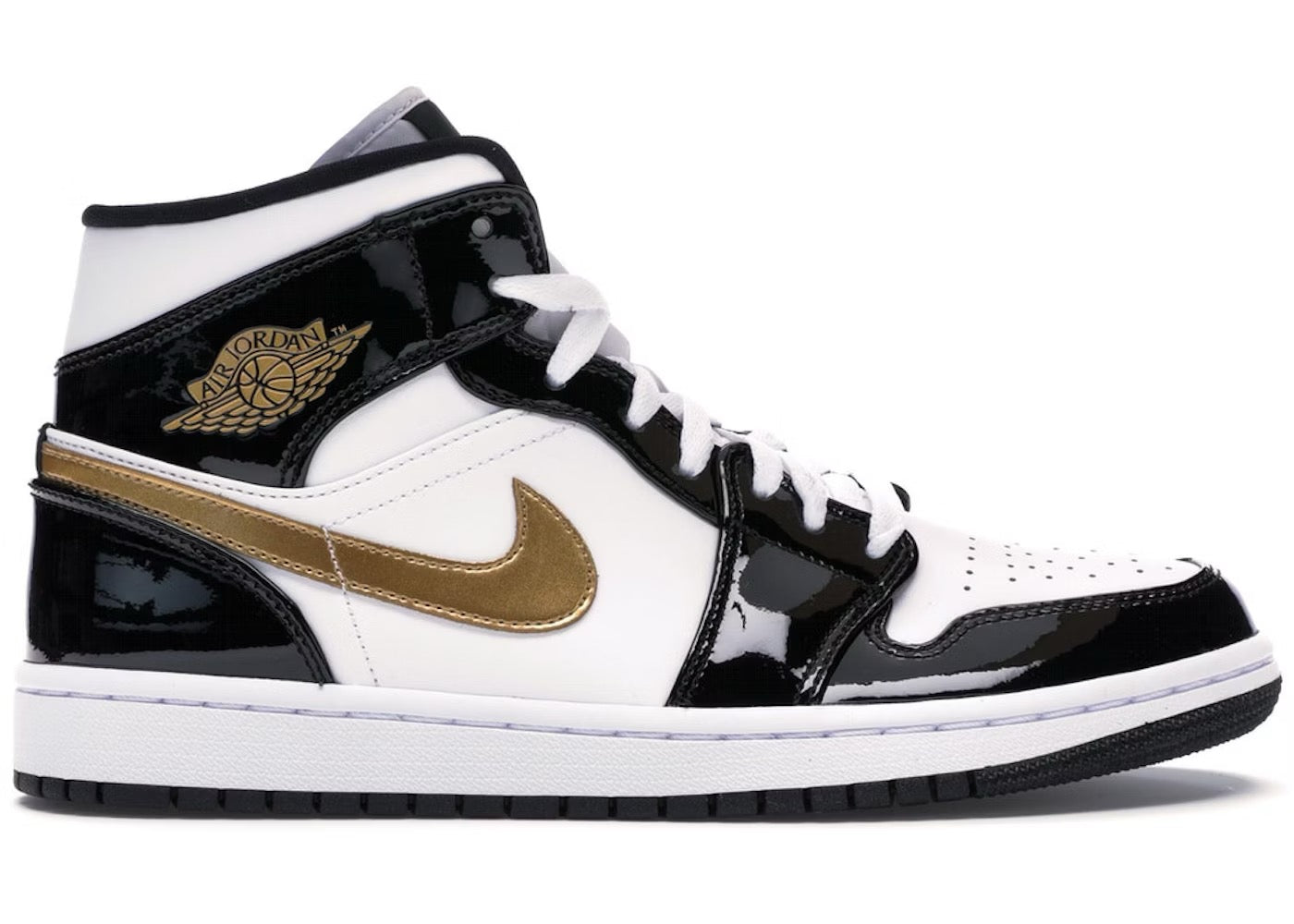 AIR JORDAN 1 MID SE BLACK/METALLIC GOLD-WHITE SIZE 10.5