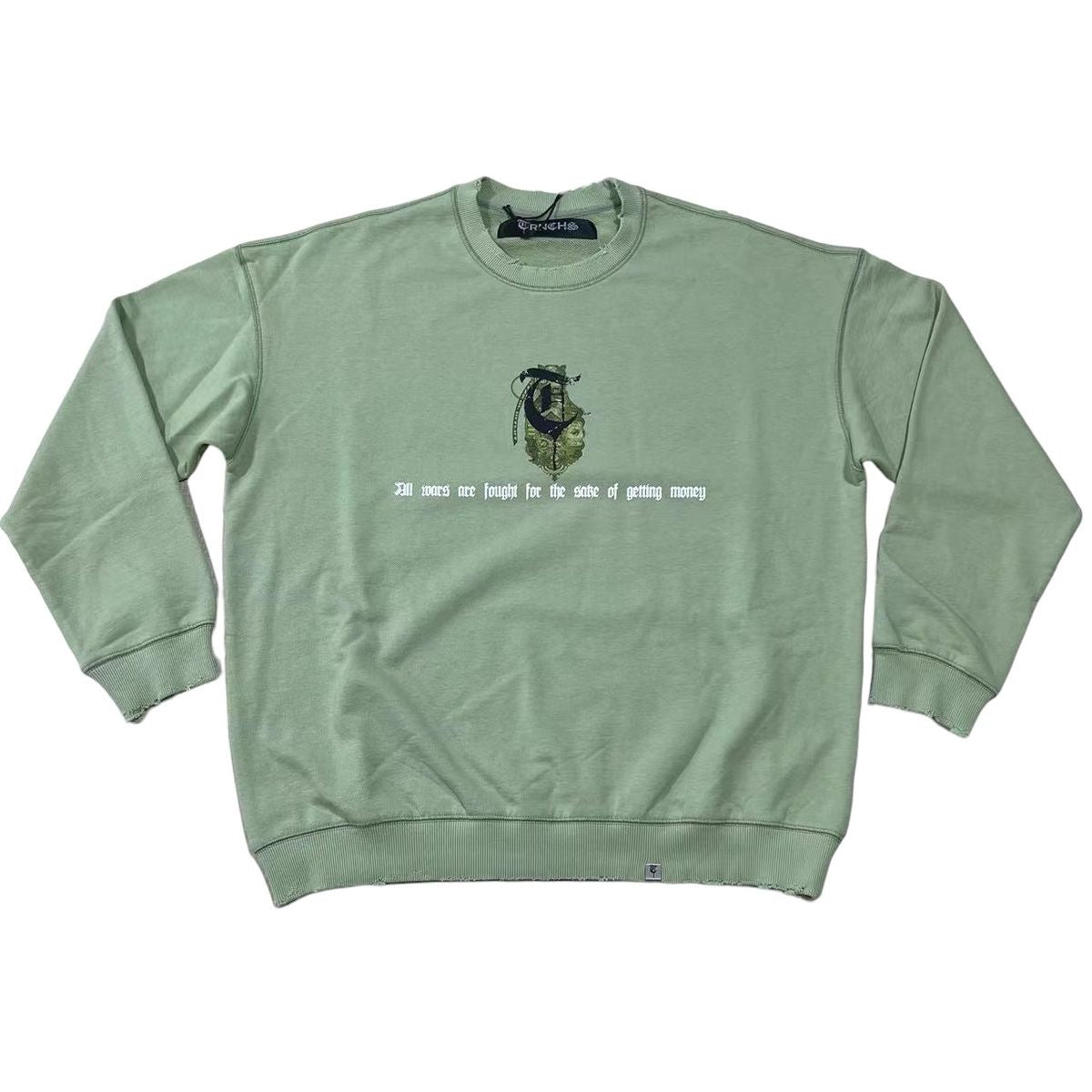 TRNCHS "WAR MONEY" SWEATER VINTAGE GREEN