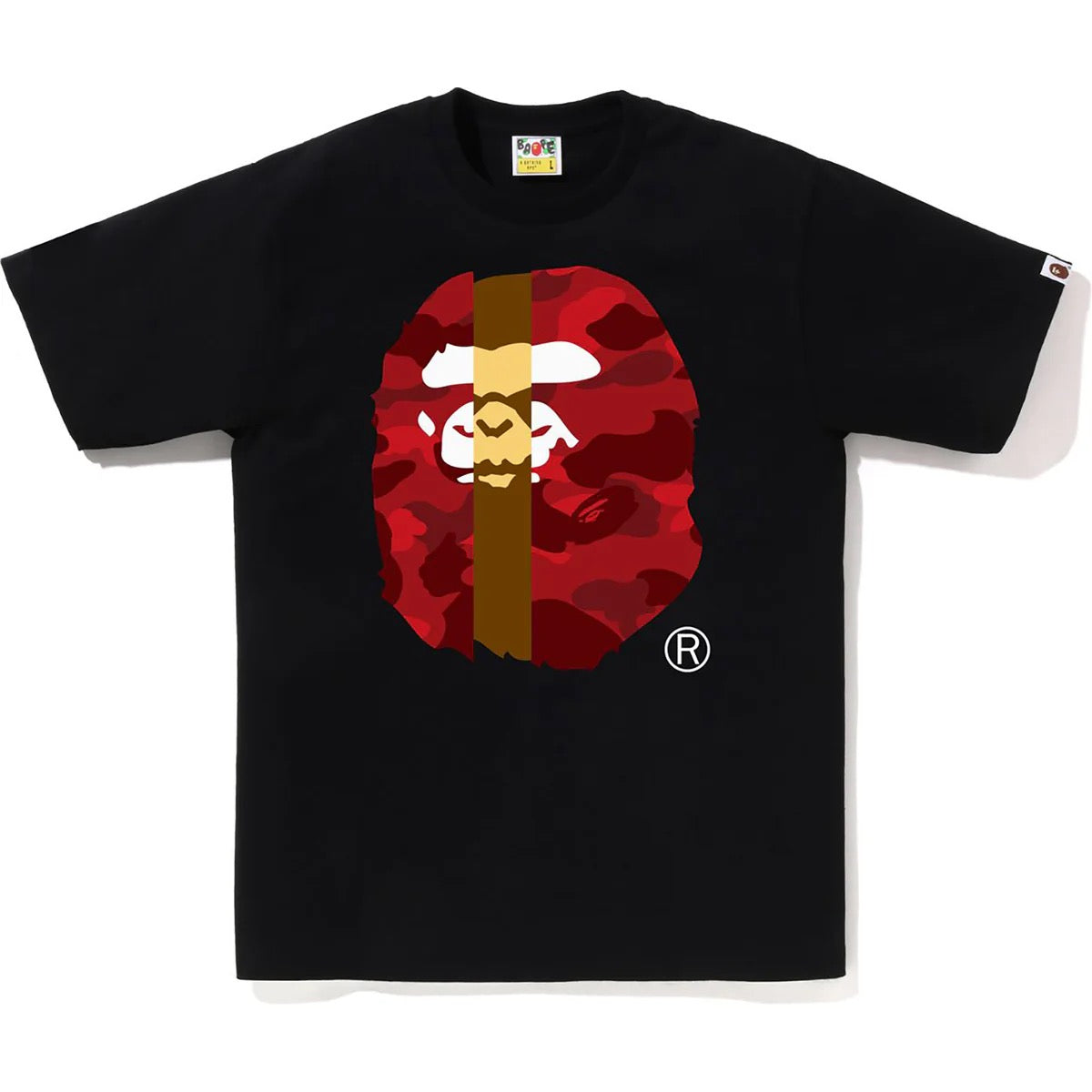 A BATHING APE "COLOR CAMO TRANSFORM" TEE BLACK/RED