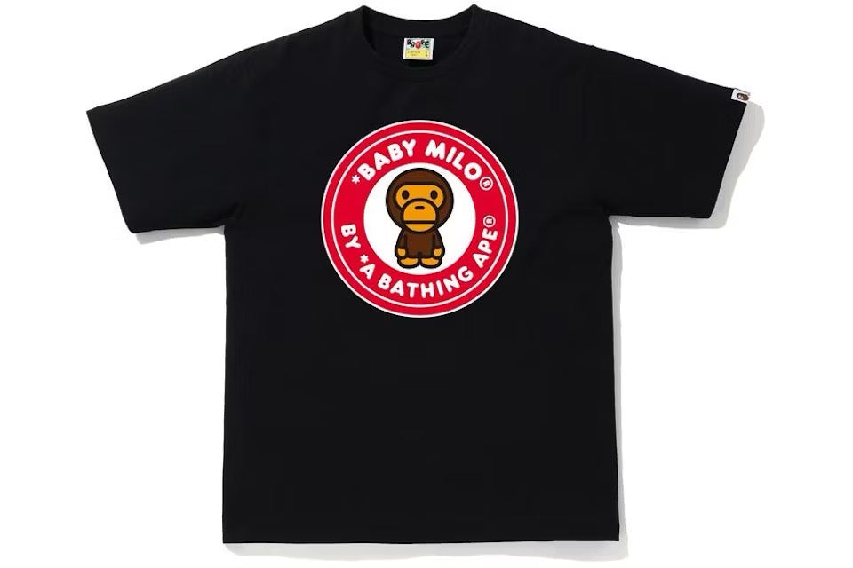 A BATHING APE "BABY MILO" TEE BLACK/RED