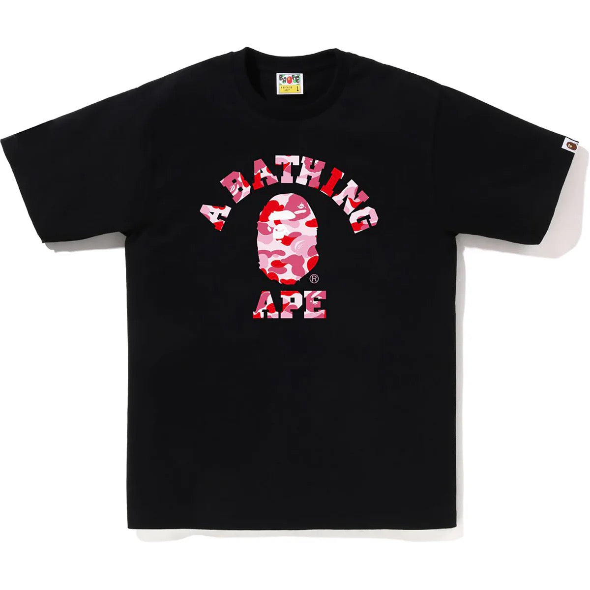 A BATHING APE "CAMO COLLEGE" TEE BLACK/PINK