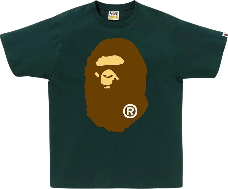 A BATHING APE "BIG APE" TEE GREEN/BROWN