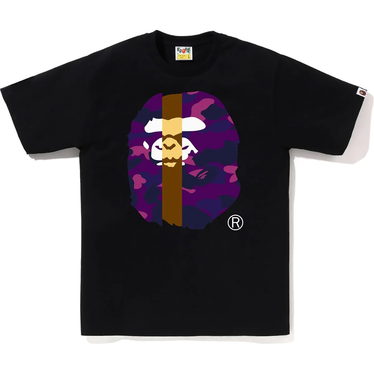 A BATHING APE "COLOR CAMO TRANSFORM" TEE BLACK/PURPLE