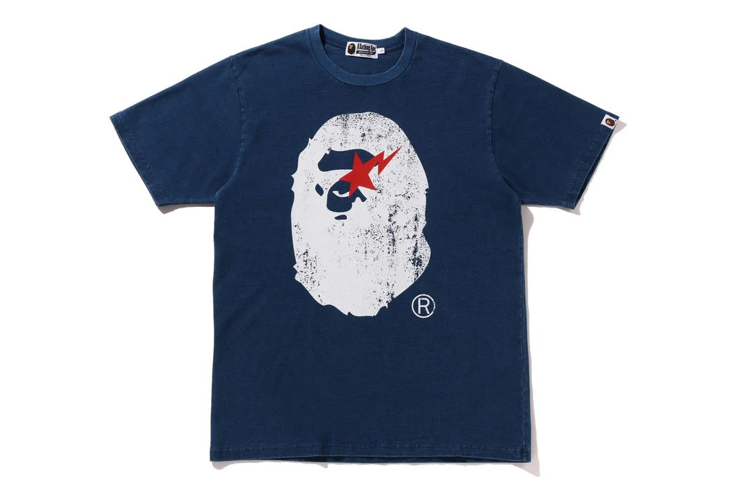 BAPE "INDIGO HEAD" TEE INDIGO