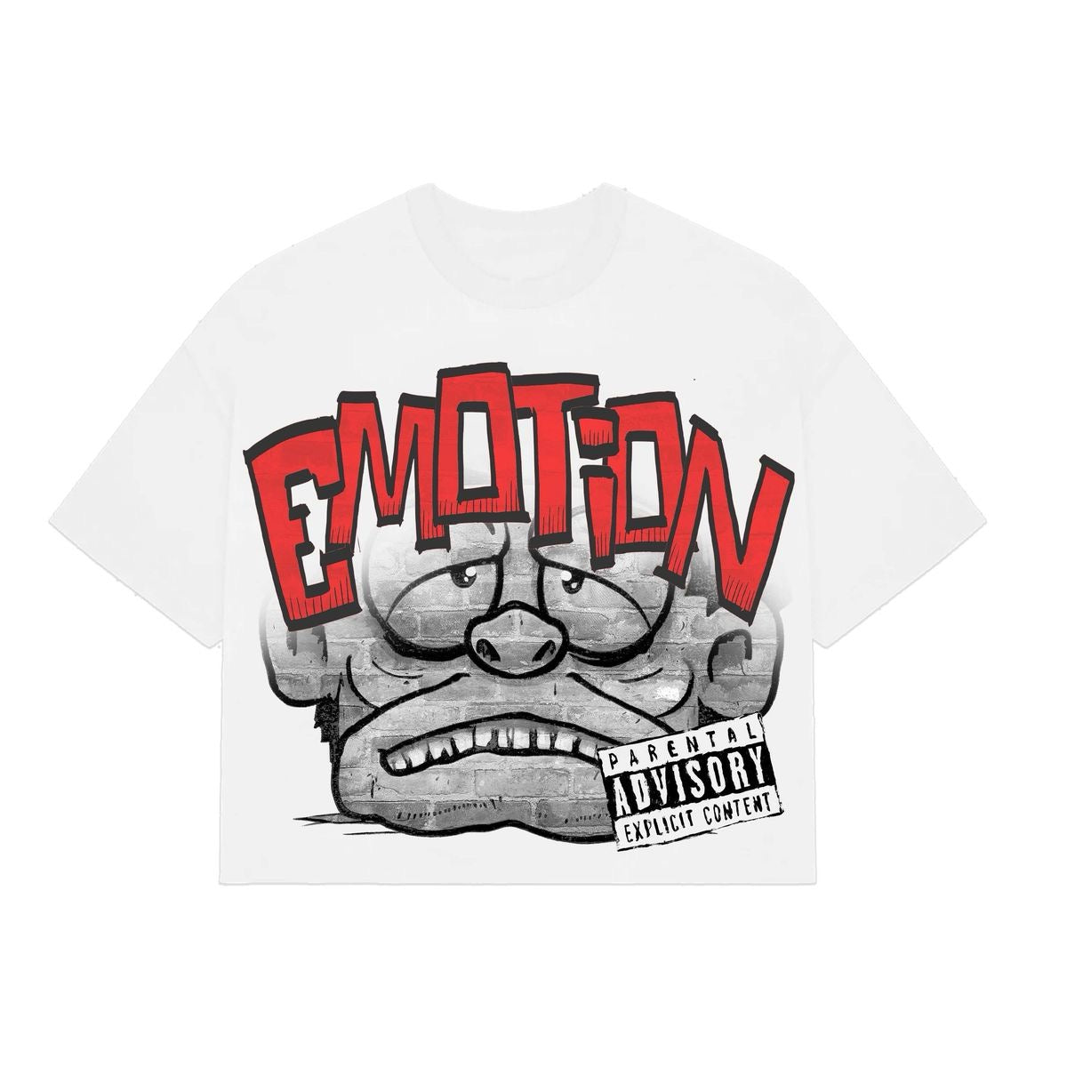 MIXED EMOTION "WHITE MONSTER" CROPPED TEE WHITE