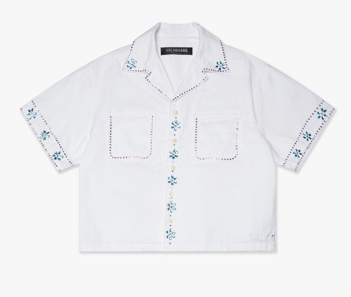 Valabasas "Under Pressure" Gem Button Up White