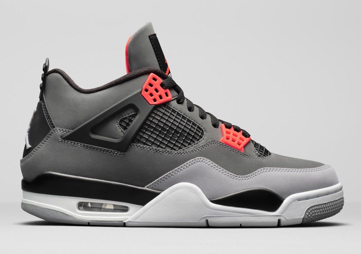 AIR JORDAN 4 RETRO DARK GREY/INFRARED 23-BLACK SIZE 9.5