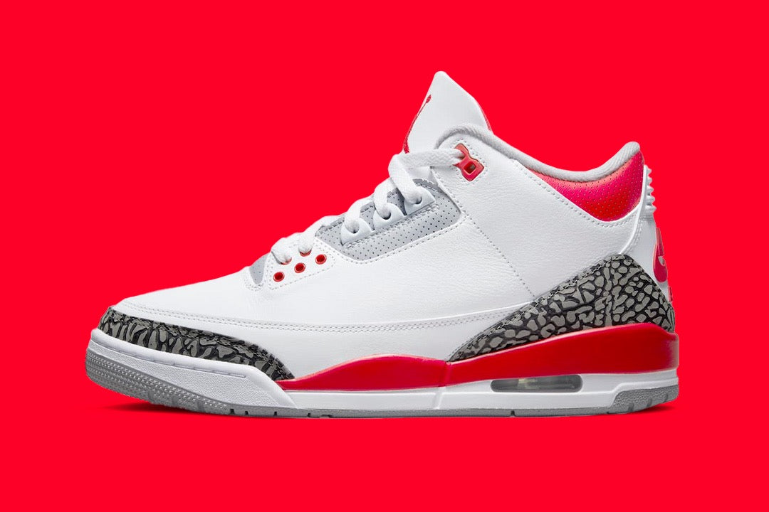 AIR JORDAN 3 RETRO WHITE/FIRE RED-BLACK SIZE 12