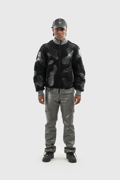 THC "BOMBER JACKET" SHERPA & FAUX BLACK