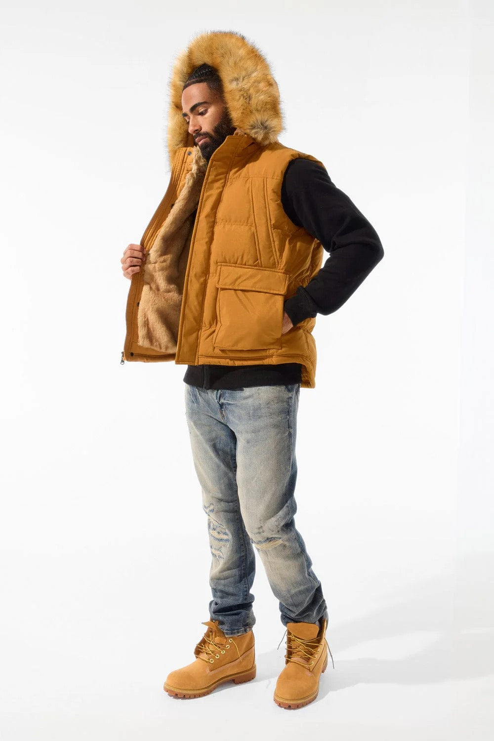 JORDAN CRAIG "YUKON FUR" VEST WHEAT