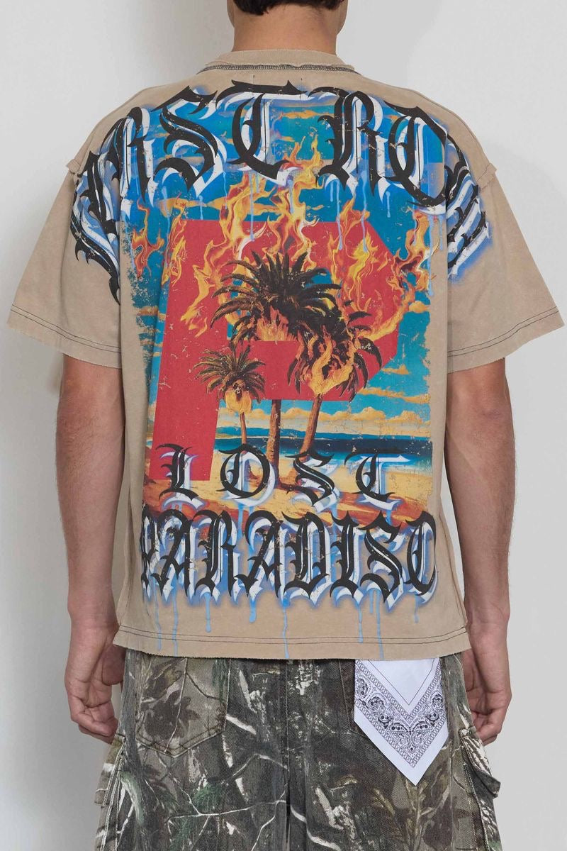 First Row "Shouting Night" Cropped Tee Khaki
