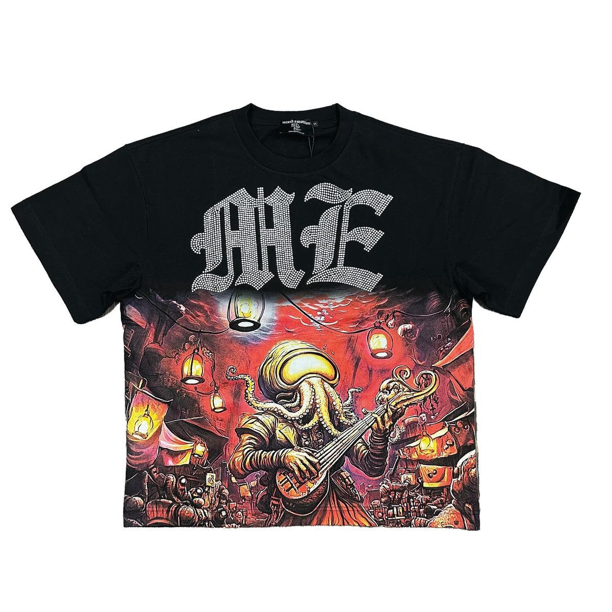 Mixed Emotion "Octopus Rhinestone" Tee Black