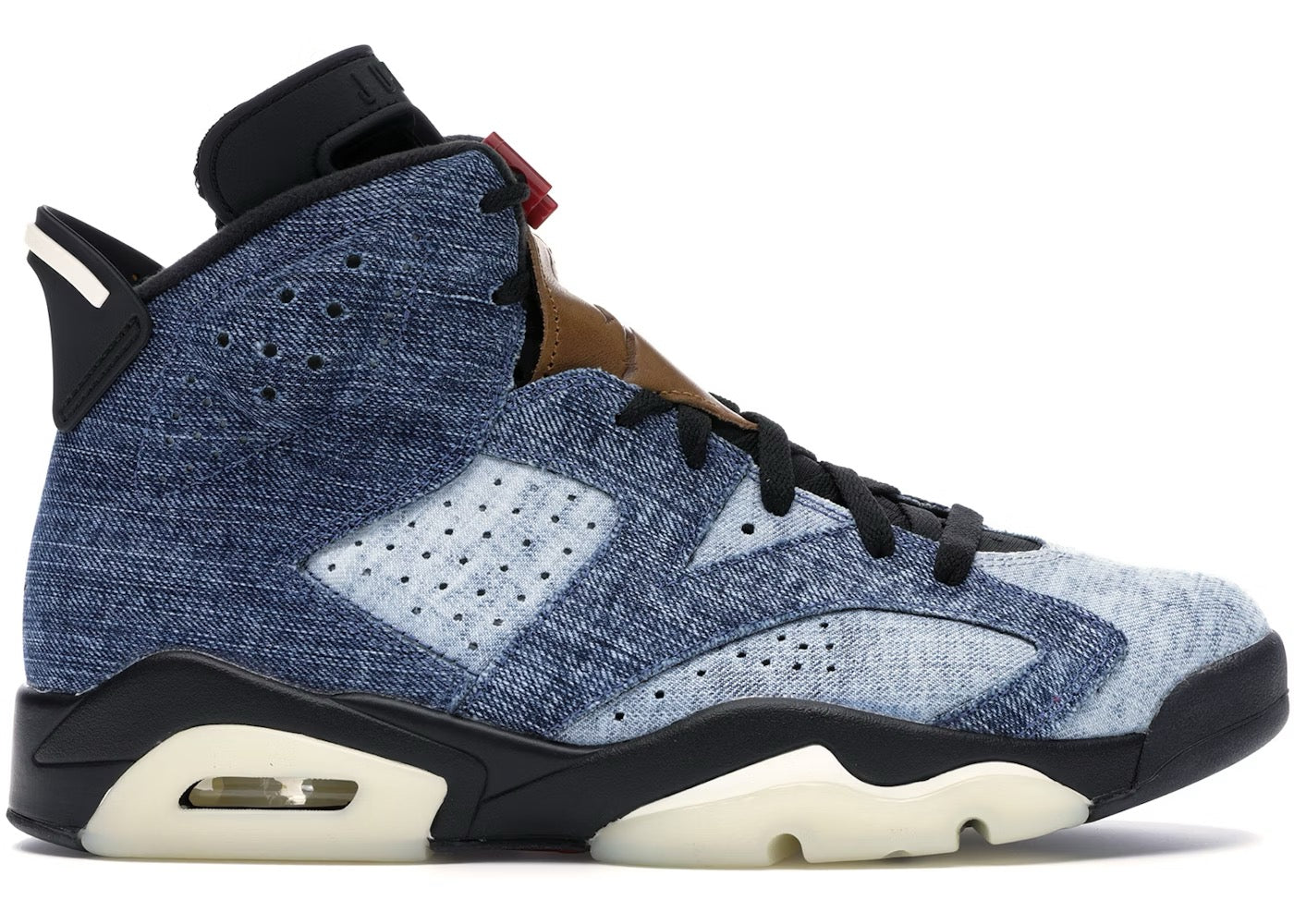 AIR JORDAN 6 RETRO WASHED DENIM/BLACK-SAIL SIZE 9.5