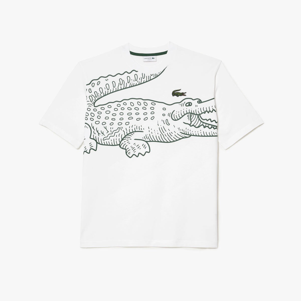 LACOSTE "CROCODILE PRINT" CREWNECK TEE WHITE