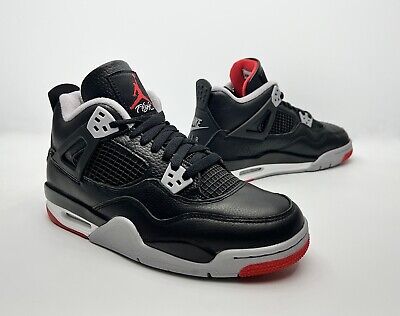 AIR JORDAN 4 RETRO (GS) BLACK/FIRE RED-CEMENT GREY SIZE 6.5