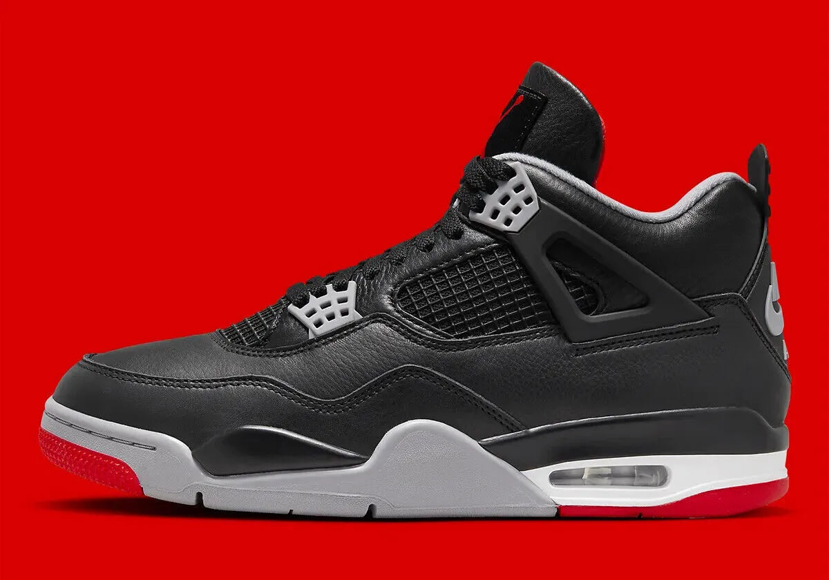 AIR JORDAN 4 RETRO (GS) BLACK/FIRE RED-CEMENT GREY SIZE 6.5