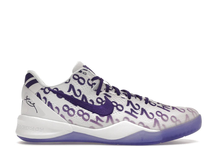 KOBE VIII (GS) WHITE/COURT PURPLE-WHITE SIZE 7Y