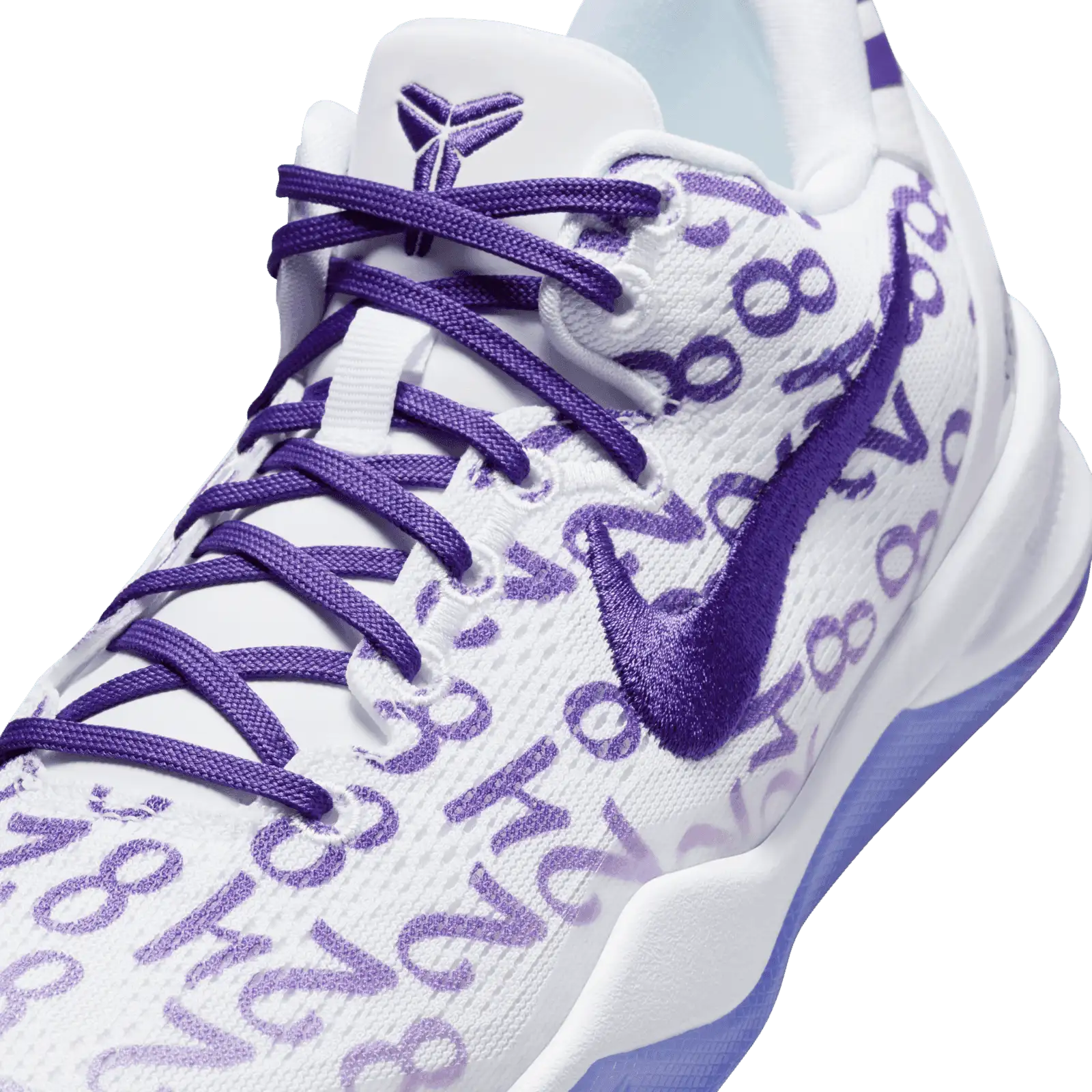 KOBE VIII (GS) WHITE/COURT PURPLE-WHITE SIZE 7Y