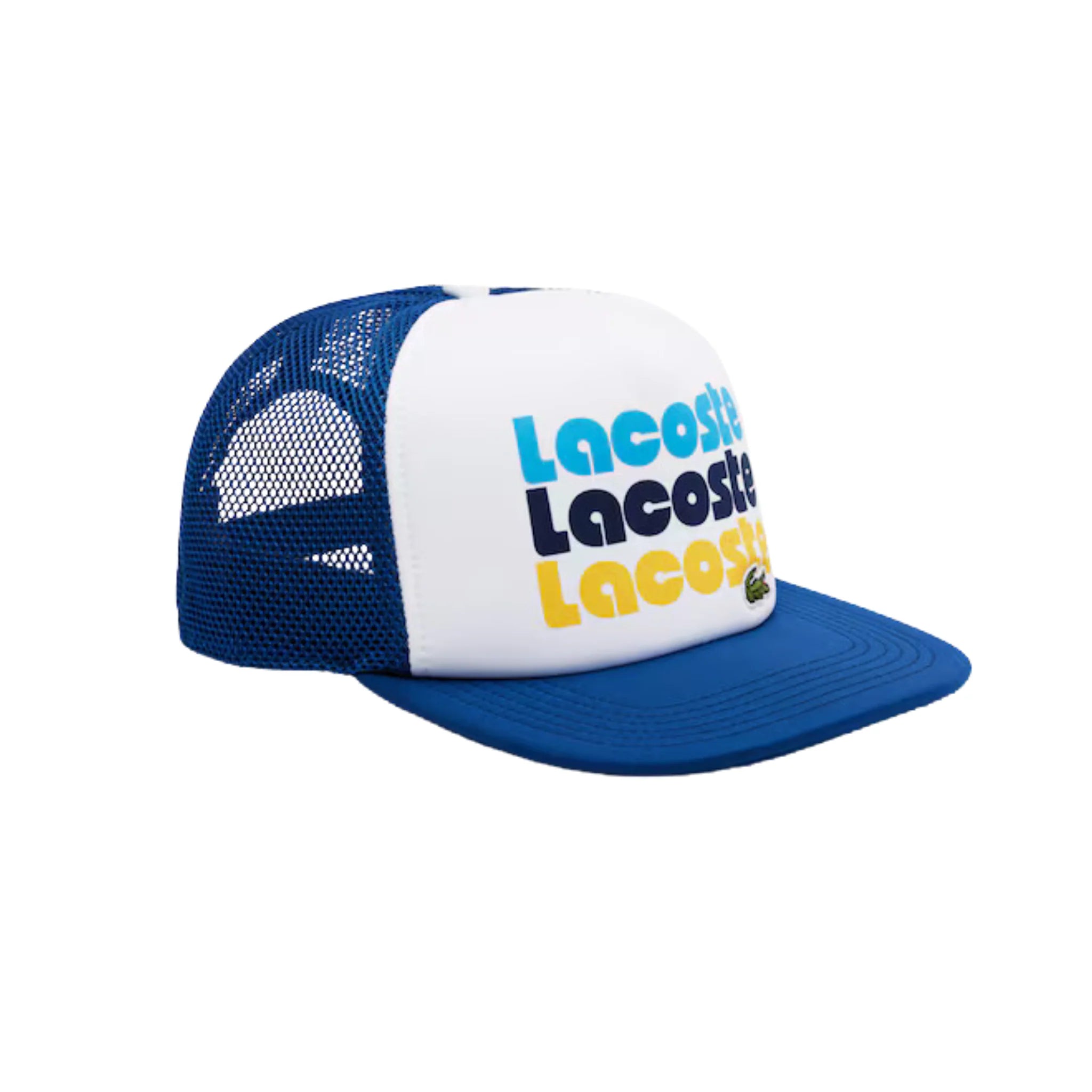 LACOSTE "PRINT TRUCKER" HAT SNAPBACK GLOBE/WHITE