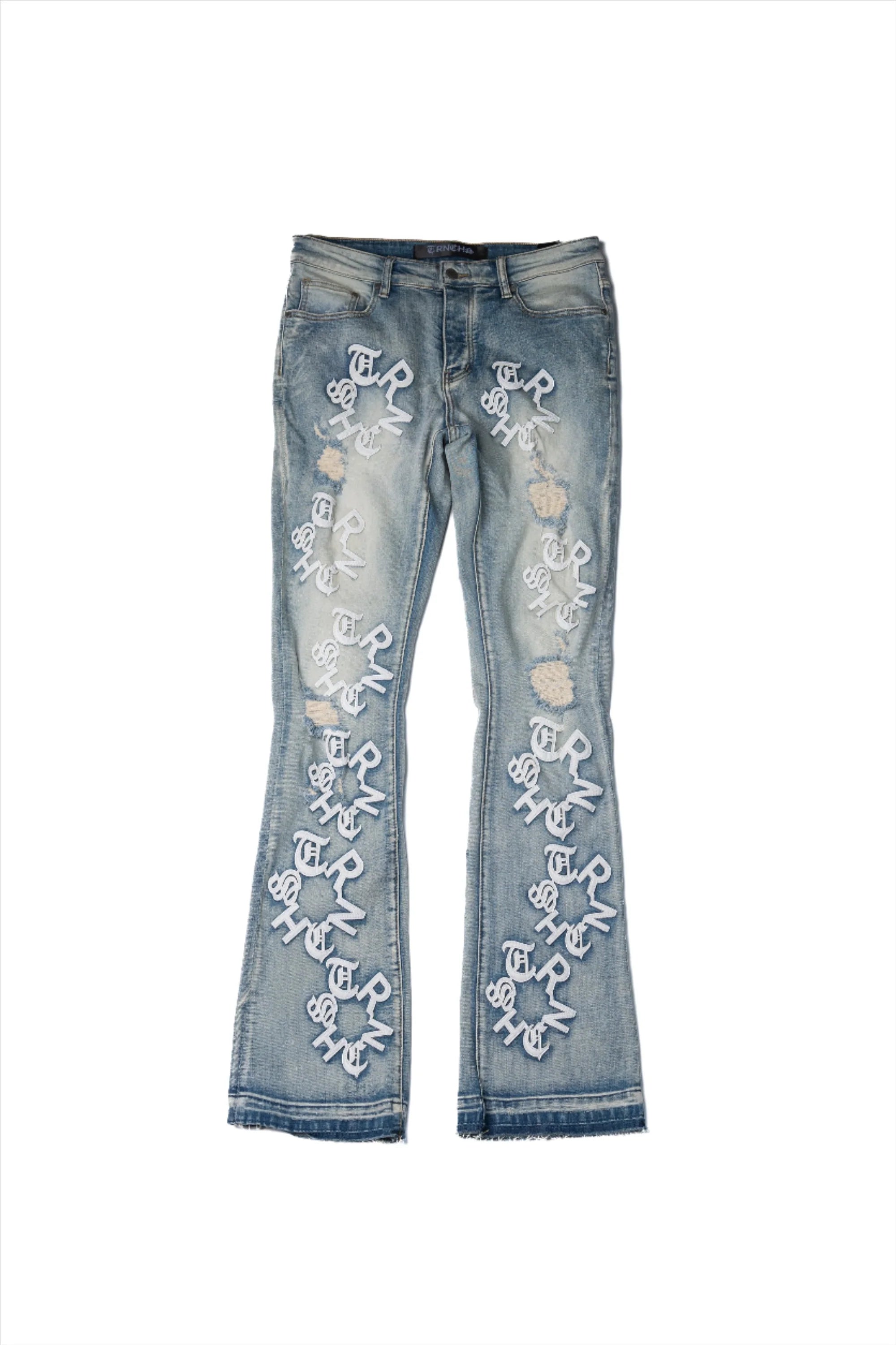 TRNCHS "TEARS" STACKED JEANS LIGHT BLUE