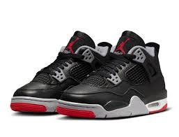 AIR JORDAN 4 RETRO (GS) BLACK/FIRE RED-CEMENT GREY SIZE 6.5Y