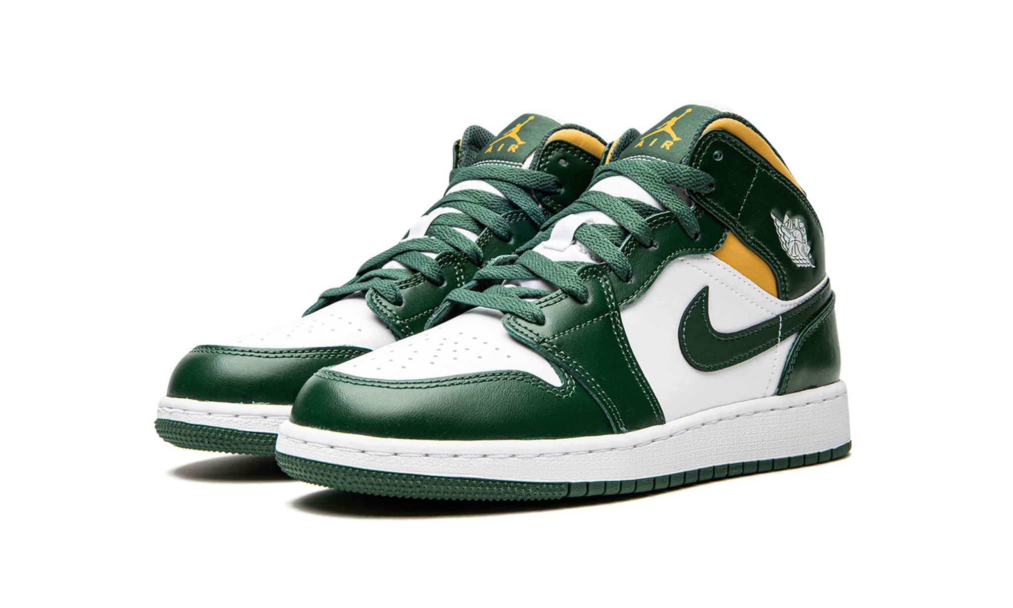 AIR JORDAN 1 MID (GS) NOBLE GREEN/POLLEN-WHITE SIZE 6Y