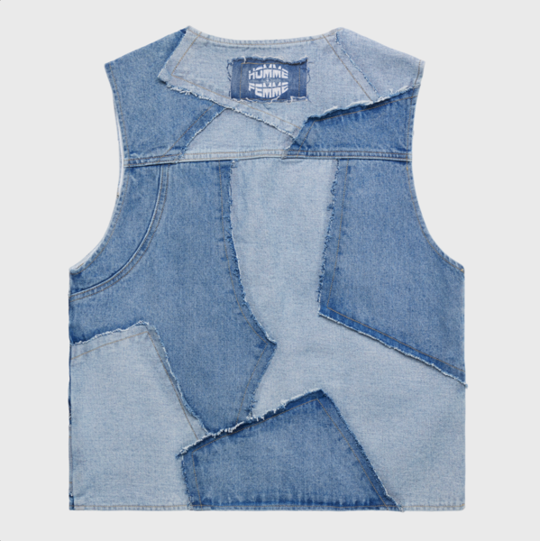 HOMME FEMME " PATCHWORK DENIM" VEST BLUE