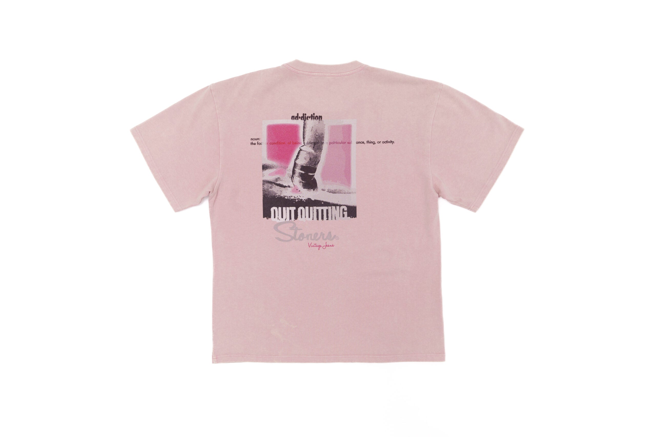 STONERS VINTAGE JEANS "QUIT QUITTING" OVERSIZED TEE VIN. PINK