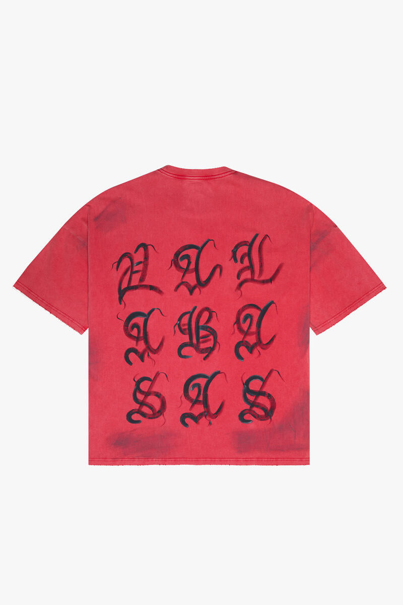 VALABASAS "INKED ELEGANCE" OVERSIZED TEE VIN. RED