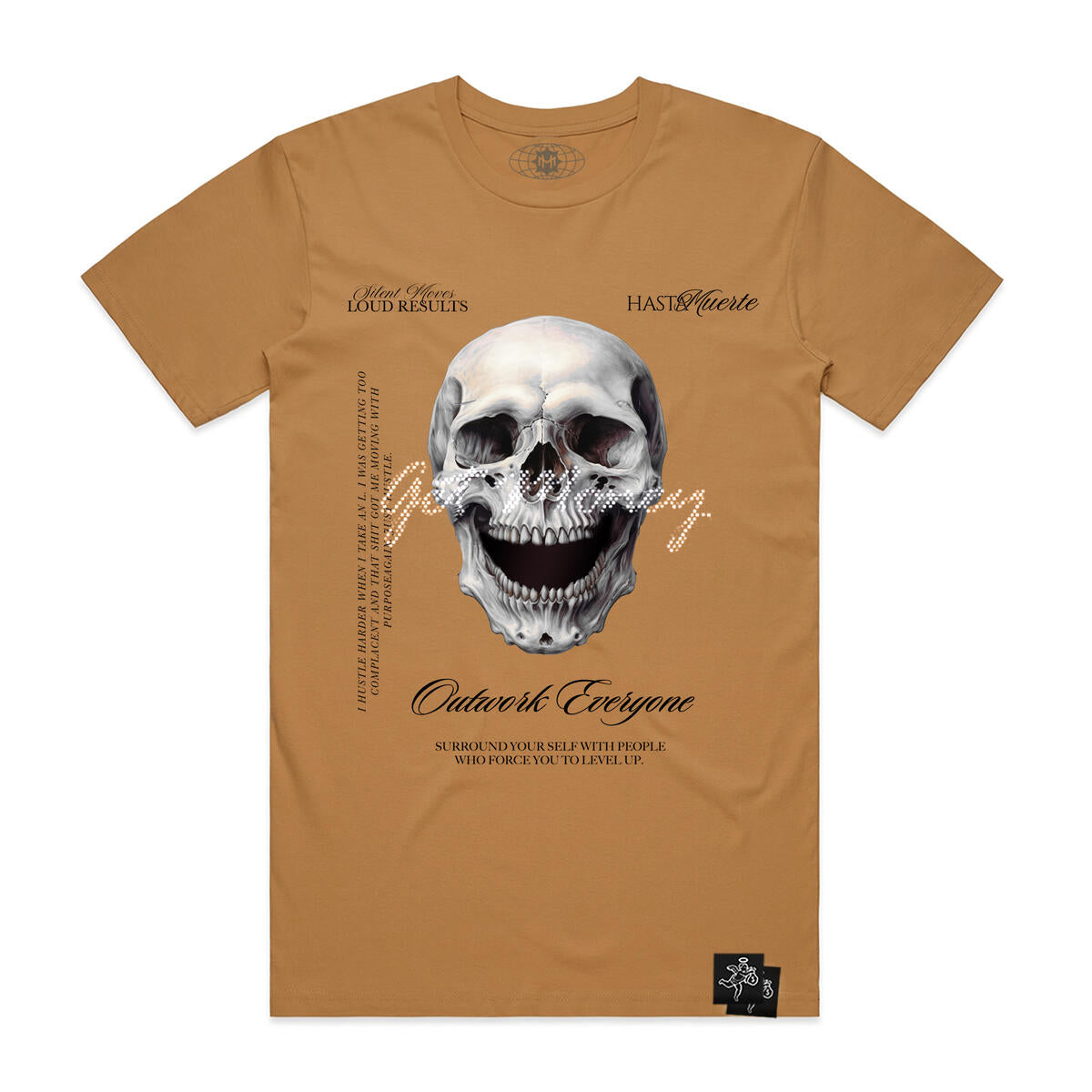 HASTA MUERTE "Rhinestone GM Skull" TEE CAMEL